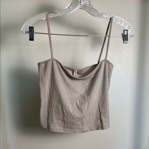 H&M Beige Square Neck Crop Tank Top